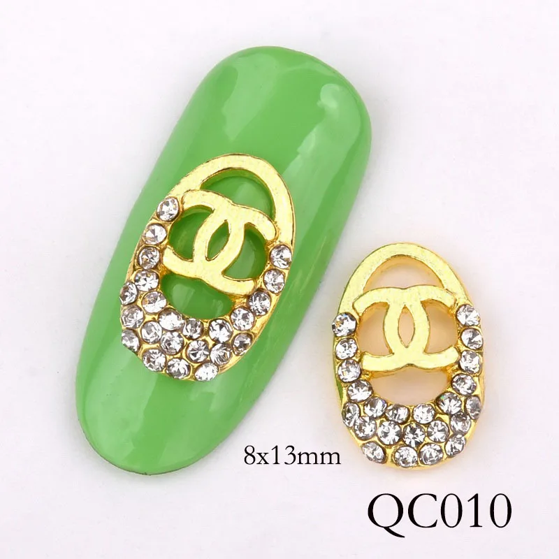 QC010 10 шт 3D украшения для ногтей, голова собаки, голова леопарда, очаровательный дизайн с эффектом капель, Золотые DIY аксессуары для ногтей, QB052-053 - Цвет: QC010
