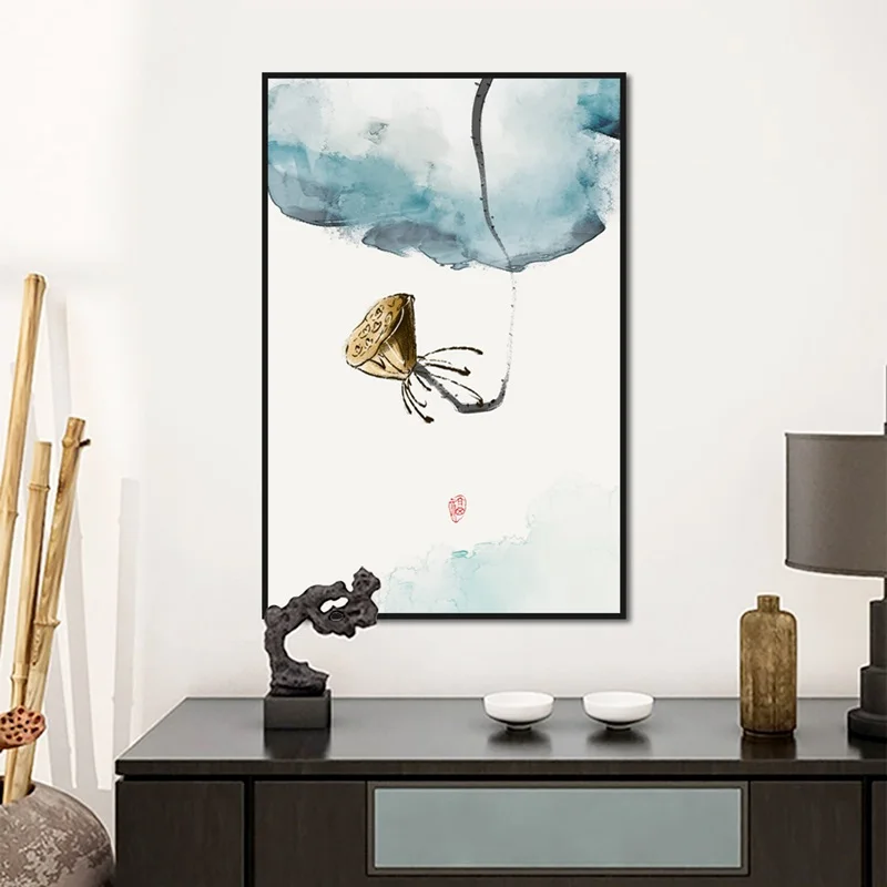 

Pink Lotus Poster Chinese Style Elegant Canvas Flower Wall Art Hd Print Painting Home Decoration For Gallery Living Room