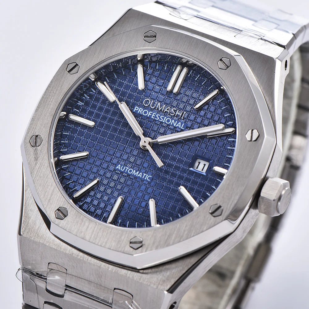 

OUMASHI Men Watches Watch Automatic Mechanical 41mm Luminous calendar stainless steel blue