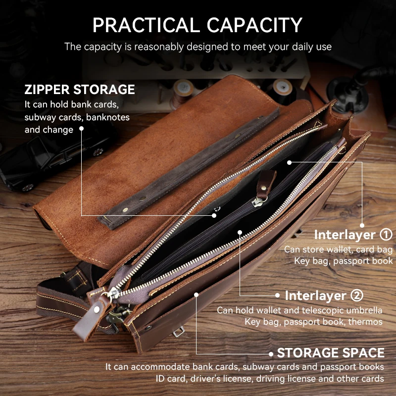 Men Briefcase Genuine Leather Laptop Bag 13.5