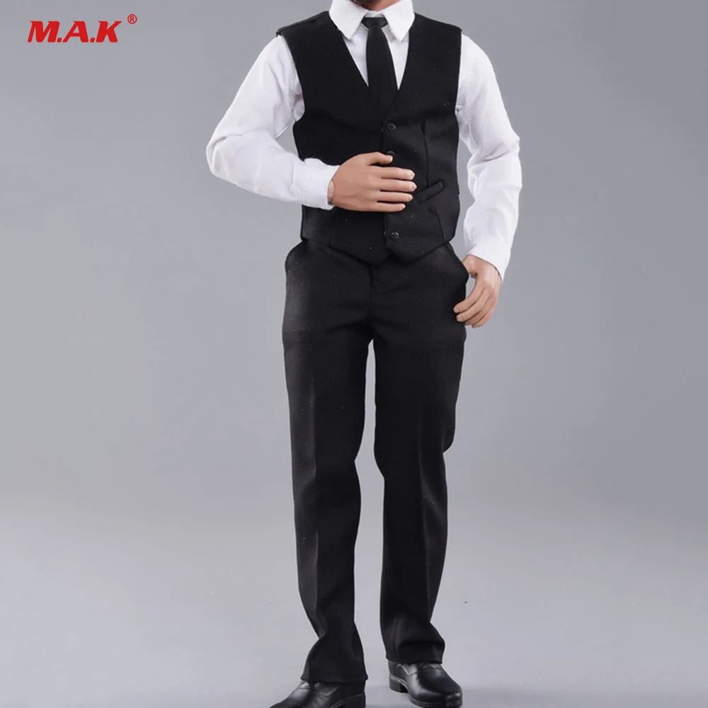 

JXTOYS-037 1/ 6 Масштаб мужской черный жилет костюм рубашка галстук джентльмен формальный костюм для TBL 12 дюймов рисунок