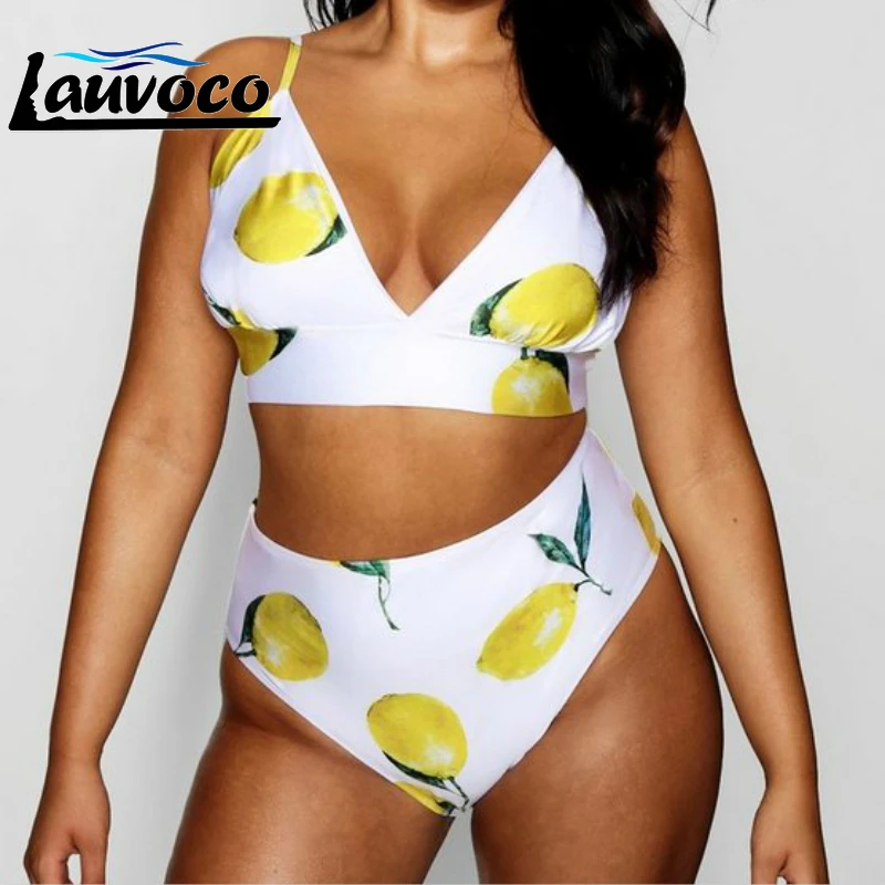 Бикини размера плюс с высокой талией комплект бикини цветочным принтом