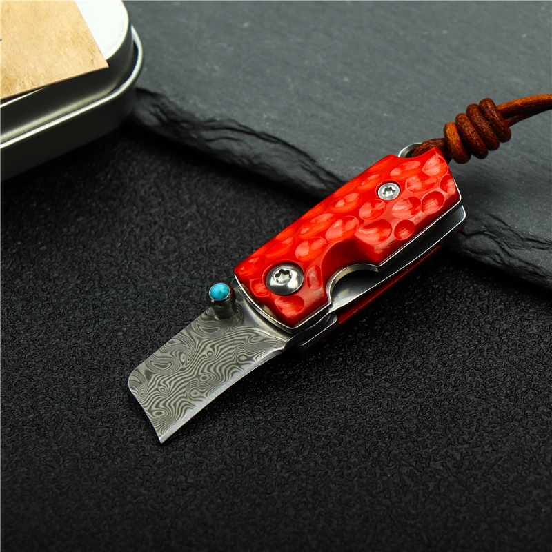 Складной нож из дамасской стали карманный мини-нож для кемпинга и фруктов острый