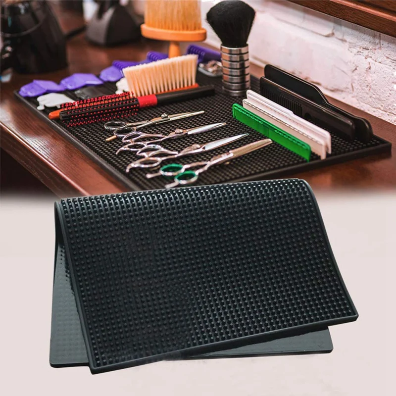 

Non-Slip Beauty Salon Mat, Black Elastic PVC Heat-Resistant Salon Shop Work Mat, Hair Stylist Tools, Hair Dryer