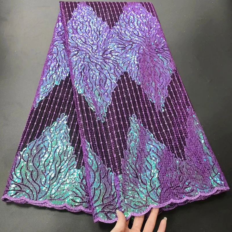 

Shinning Material for Aso Ebi Big Party Lady Dress 2021 Newest Fashion Net Tulle Lace Fabric in Royal Blue Mesh Turtle