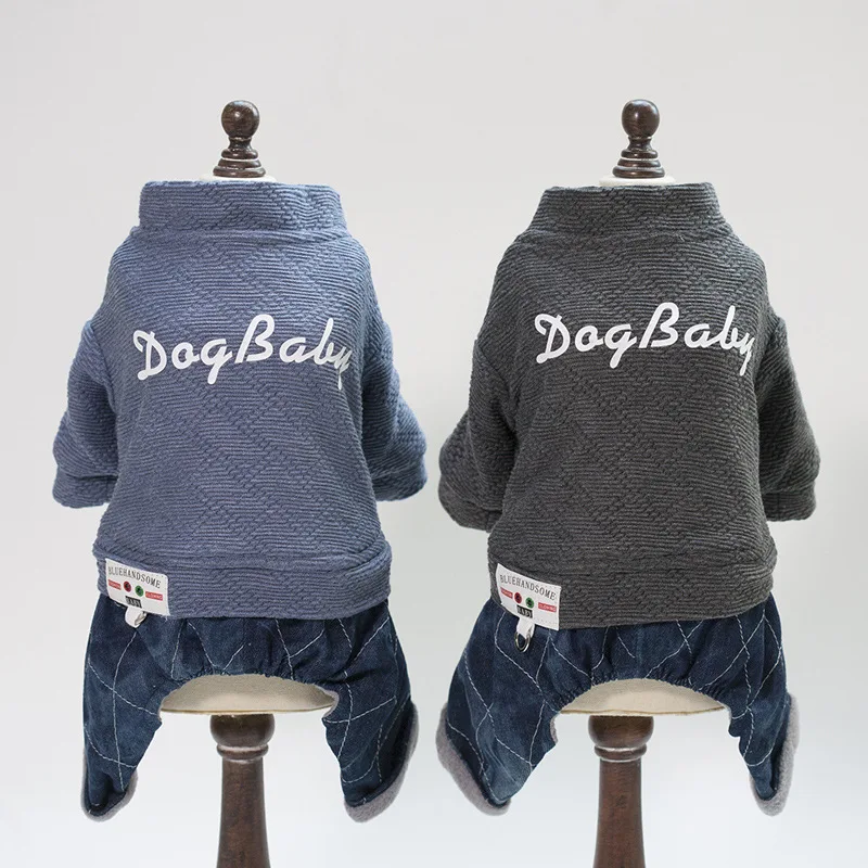 

Winter Letter Print Pet Dog Clothes for Small Dogs Clothing Denim French Bulldog Jumpsuit Chihuahua Jacket for Yorkies Pug Coat