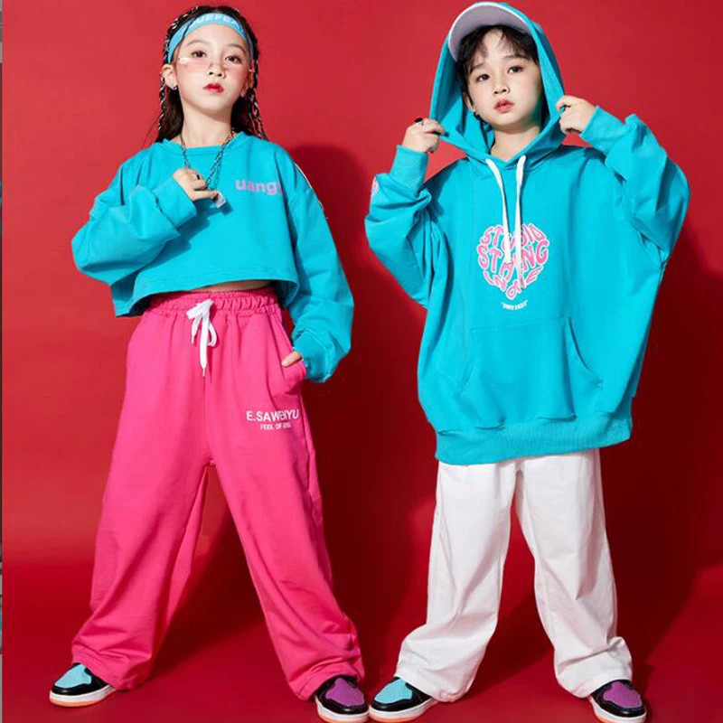 

Kid Kpop Hip Hop Clothing Oversize Sweatshirt CropTops Streetwear Jogger Sweat Pants for Girls Boys Jazz Dance Costume Clothes