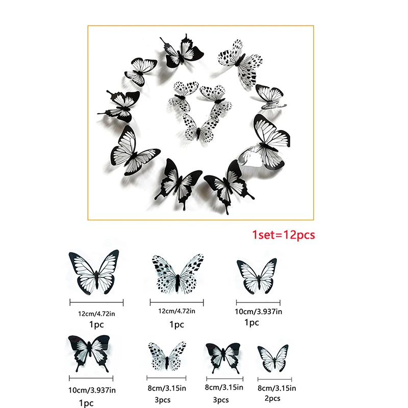 

12pcs /24 pcs PVC 3d Butterfly wall decor cute Butterflies wall stickers art Decals home Decoration room wall art 2021New