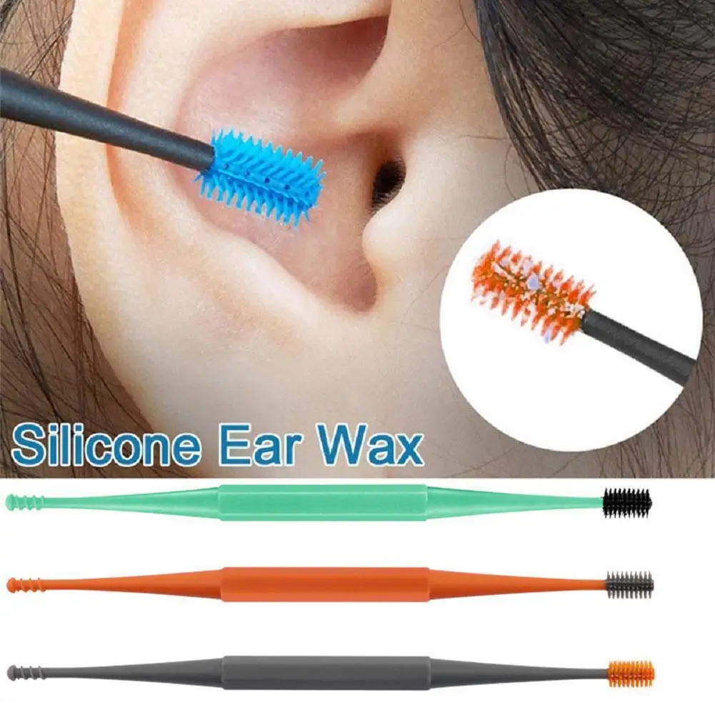 

1pcs Double-Sided Earpick Soft Silicone Rotating Ear Wax Cleaner Earwax Remover Cleaning Massage Tool Beauty Accessories 4 Color