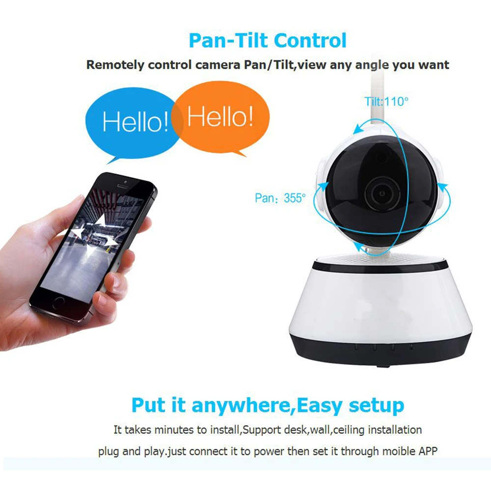 720P/1080P Камера Безопасности wifi Беспроводная HD Цифровая безопасность IP PTZ камера ИК