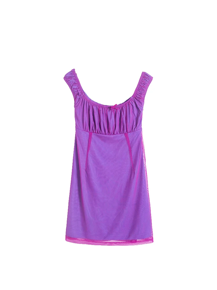 2019 г. особый дизайн Сексуальное Фиолетовое Сетчатое облегающее платье в стиле Ins