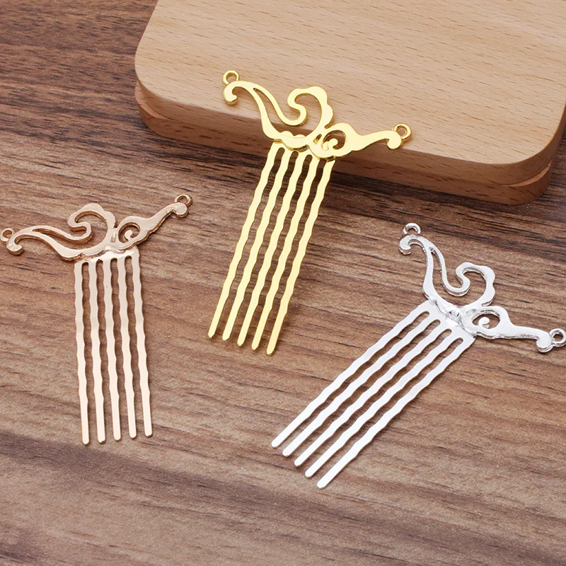 Гребни для волос Металлические золотистые/серебристые 10 шт. 50*15 мм | Украшения и