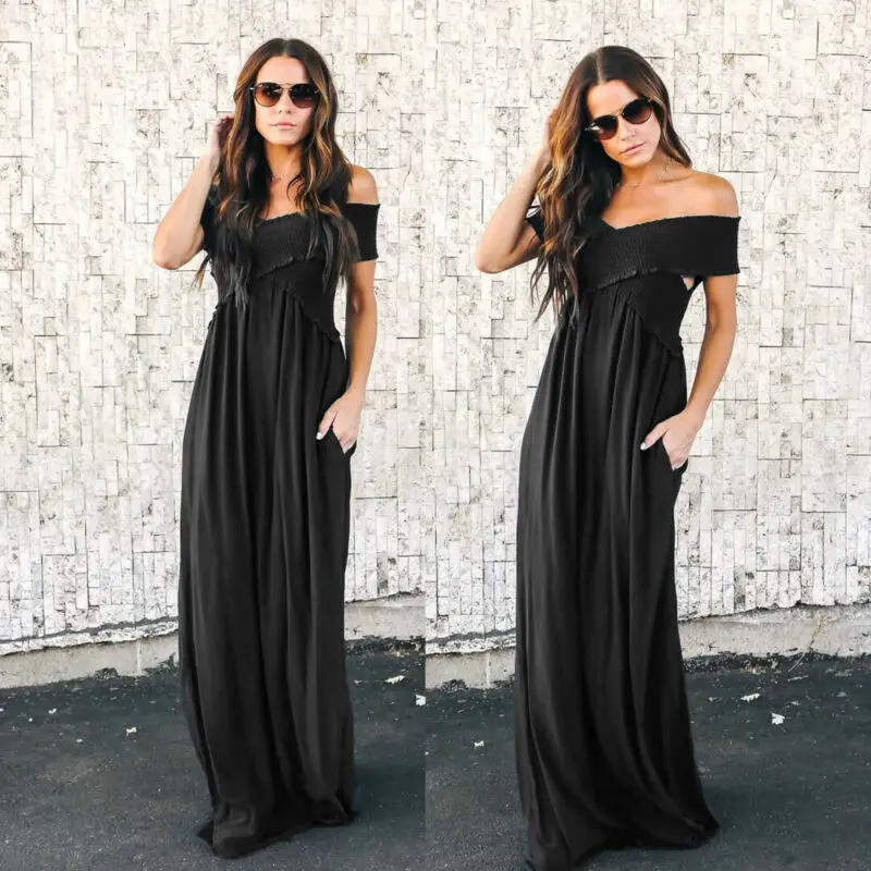 Летнее модное милое женское богемное однотонное черное сексуальное праздничное