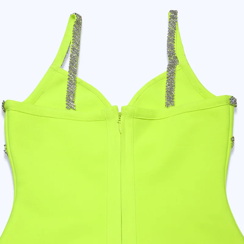

Women Summer New Spaghetti Strap Bandage Dress Sexy V Neck Diamond Sleeveless Bodycon Club Celebrity Evening Mini Party Dresses