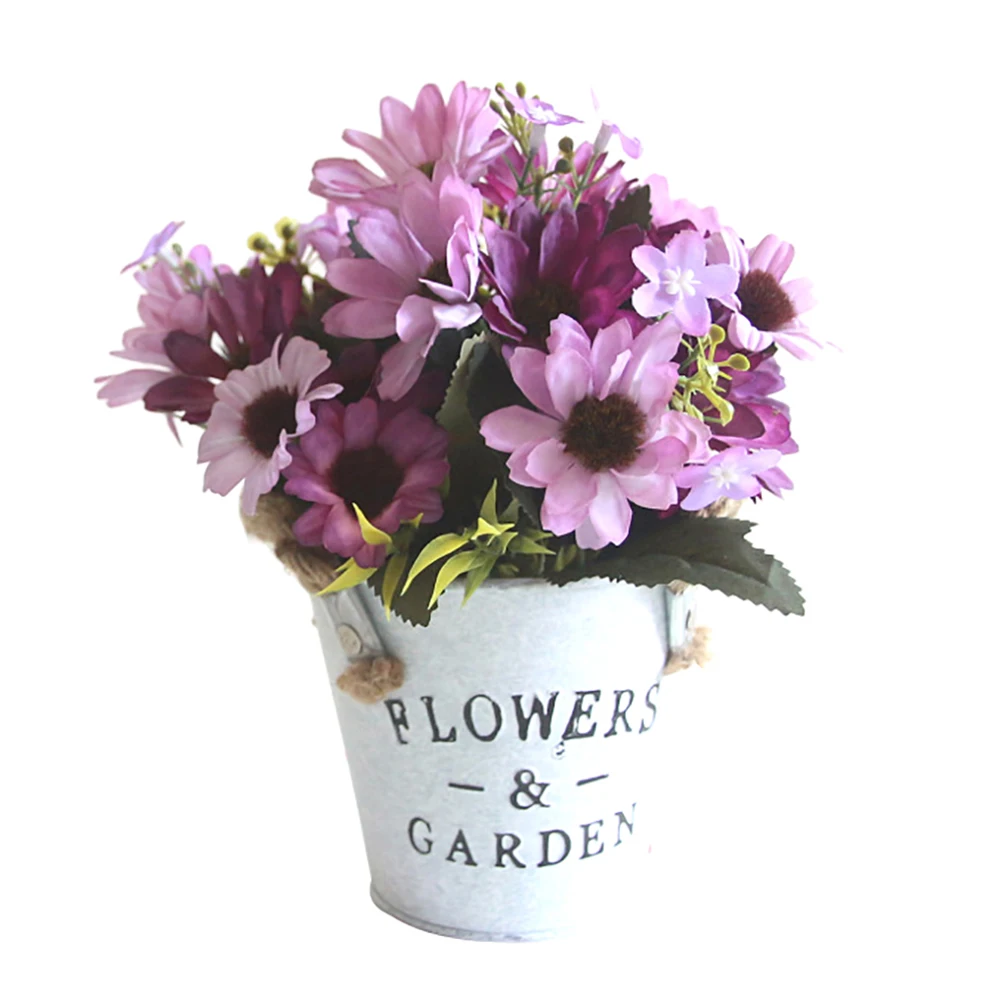 1Pc Potted Artificial Chrysanthemum Flower Bonsai Vivid Simulation Flowers Garden Wedding Party Home Decor (With Pot) | Дом и сад