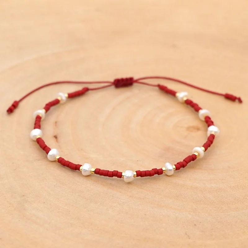 

2021 Boho Bracelet Myuki Beads Hand-woven Natural Freshwater Pearl Friendship Rope Small Bracelet for Women Pulseras Armband