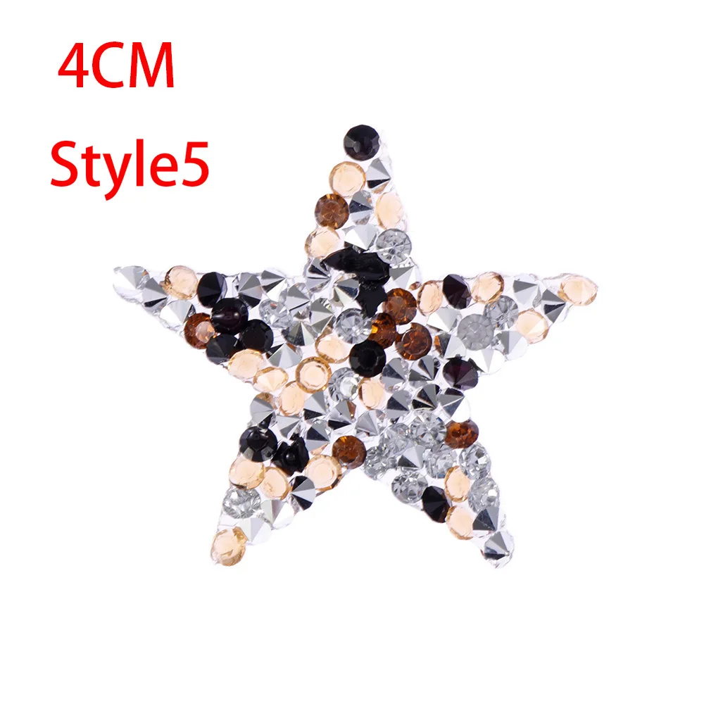 Style5 4cm Стразы со стразами, Звездные нашивки, поделки, мотив, железные нашивки, аппликация для теплопередачи, одежда, сумка для обуви, много размеров - Цвет: Style5 4cm