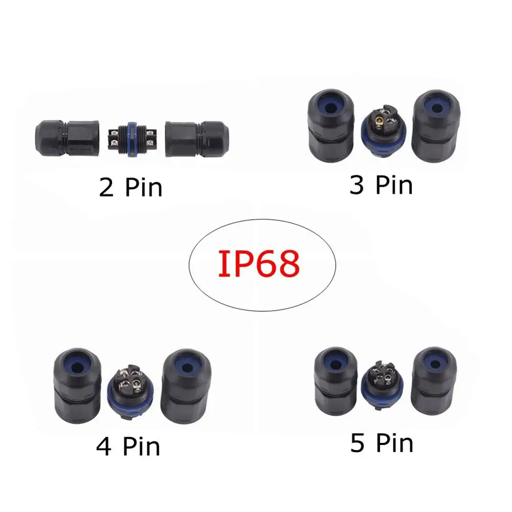 

IP68 Electrical Cable Waterproof Connector 2Pin 3Pin 4Pin 5Pin M21 Terminal Wire Screw Pin LED Light Straight l Shape Connector