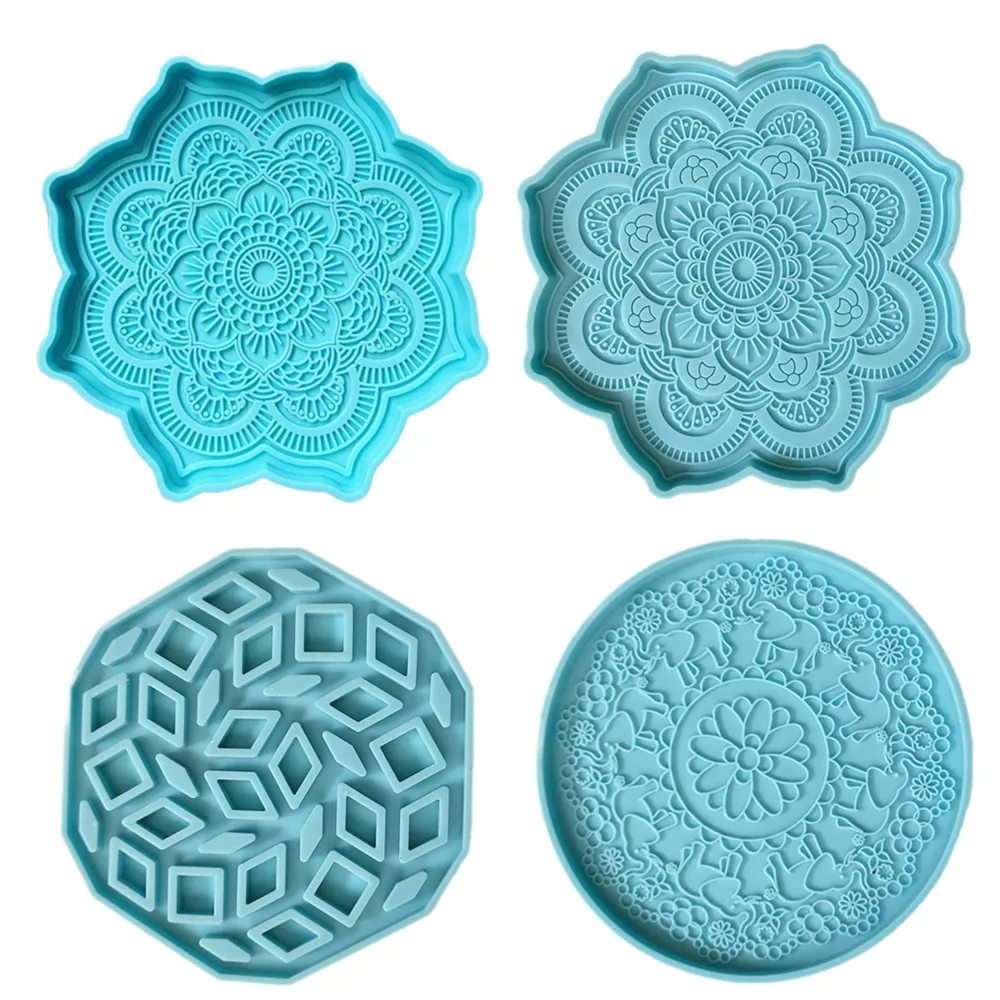 

Mandala Coaster Epoxy Resin Mold Round Tray Cup Mat Casting Silicone Mould DIY Crafts Home Decoration Making Tool