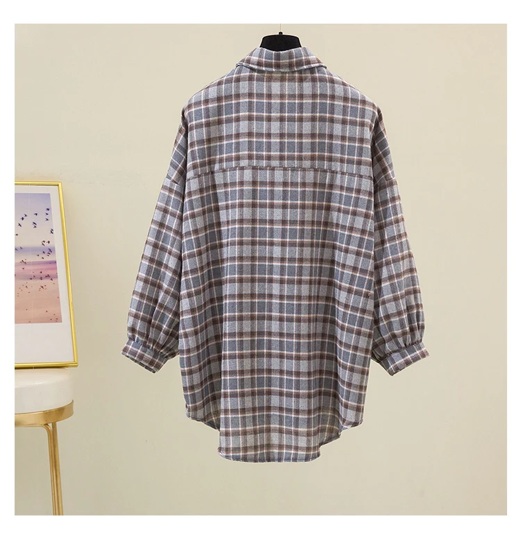 

Houthion Chiffon Women's Blouses Fashion Casual Retro Shirt New Plaid Blouse Korean Long Sleeve Top Spring/summer Lady Shirts