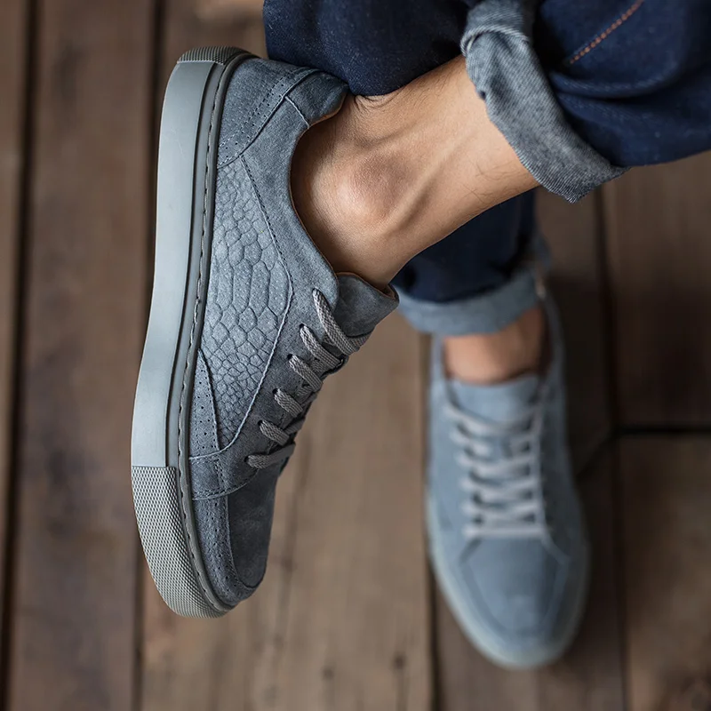 Кроссовки мужские из натуральной кожи на шнуровке Повседневная дышащая Уличная