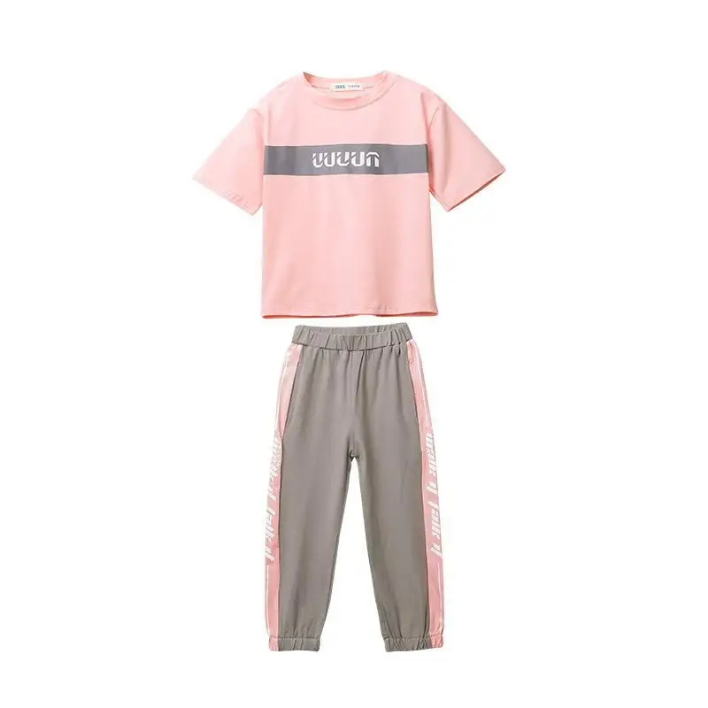 Летние костюмы для девочек новые спортивные комплекты 4-12 лет Bigs детская одежда