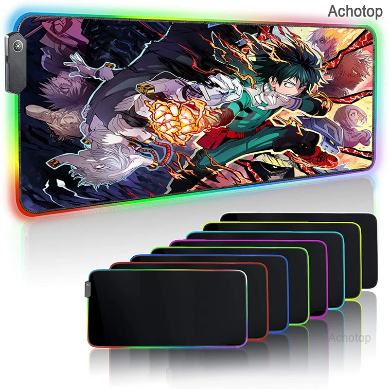 

My Hero Academia Mousepad Computer RGB Large Mouse Pad Gamer Mouse Carpet Big Computer mouse pad PC Desk Play Mat with Backlit