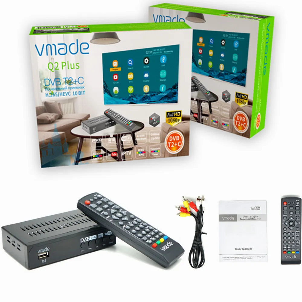 

Vmade 2021 Fully New TV Receiver DVB-T2 DVB-C H.265 HEVC HD Digital TV Tuner Terrestrial Channel Decoder Support Youtube M3U
