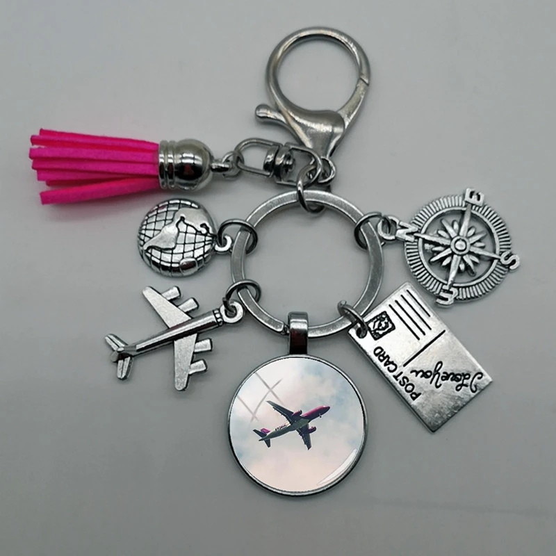 Брелок для ключей карта самолета мира открытие путешествий исследование