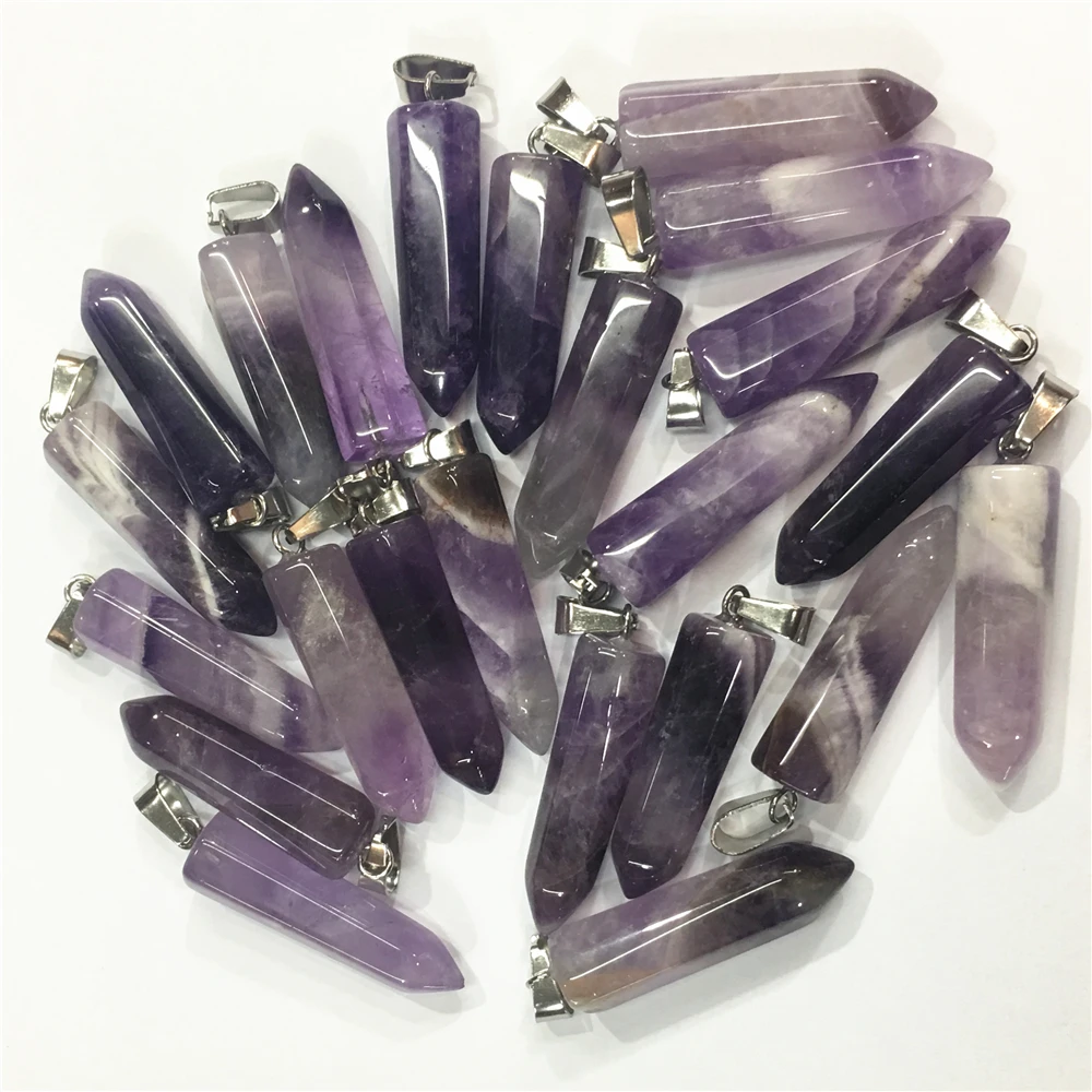 Новый Лидер продаж Модные колонна из натурального камня подвески аметистами