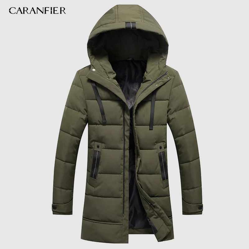 Зеленый CARANFIER 6XL 7XL 8XL мужская длинная парка Теплая Зимняя брендовая куртка Роскошная водолазка с капюшоном и воротником ветрозащитная мужская одежда в сдержанном стиле - Цвет: Зеленый