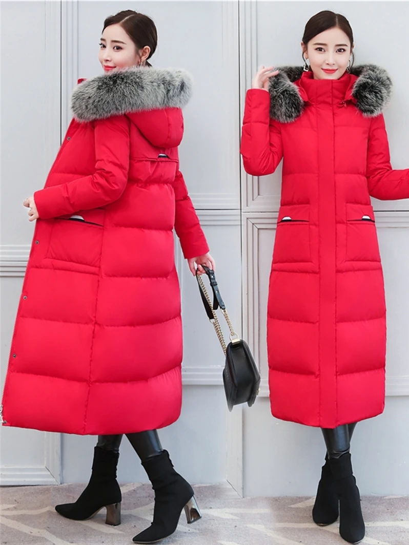 Женская зимняя куртка 90% утиного пуха женская одежда 2020 длинное тонкое теплое