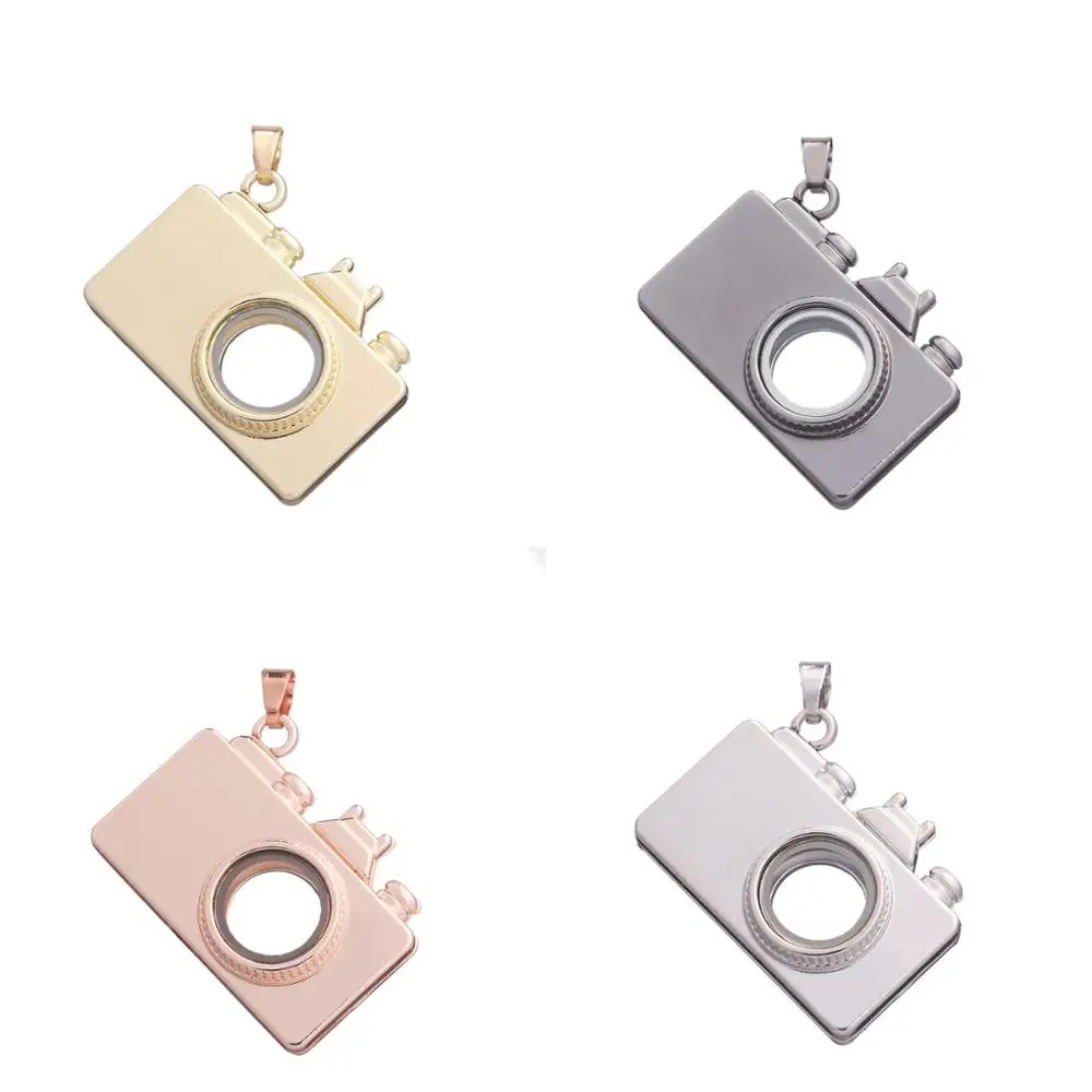 

10pcs/Lot Creative Camera Glass Plain Floating Living Memory Locket Relicario Pendant For Jewelry Wholesale Accessories