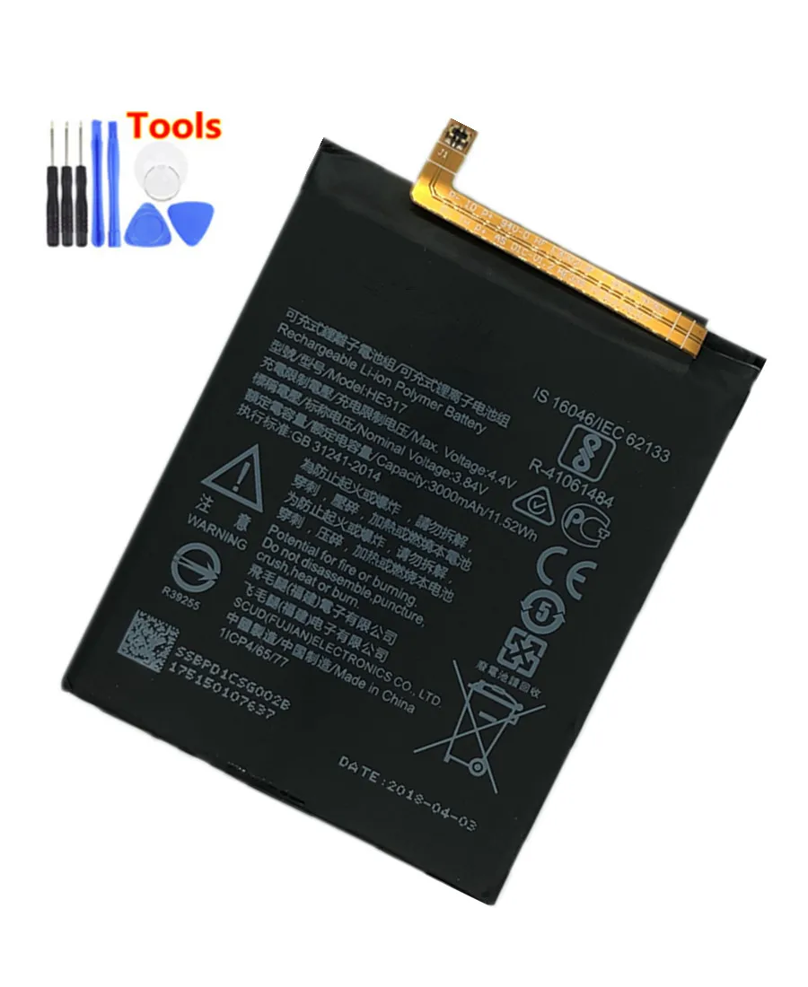 Оригинальный аккумулятор HE317 3000 мАч для Nokia 6 N6 TA-1000 TA-1003 TA-1021 TA-1025 TA-1033 TA-1039 TA-+