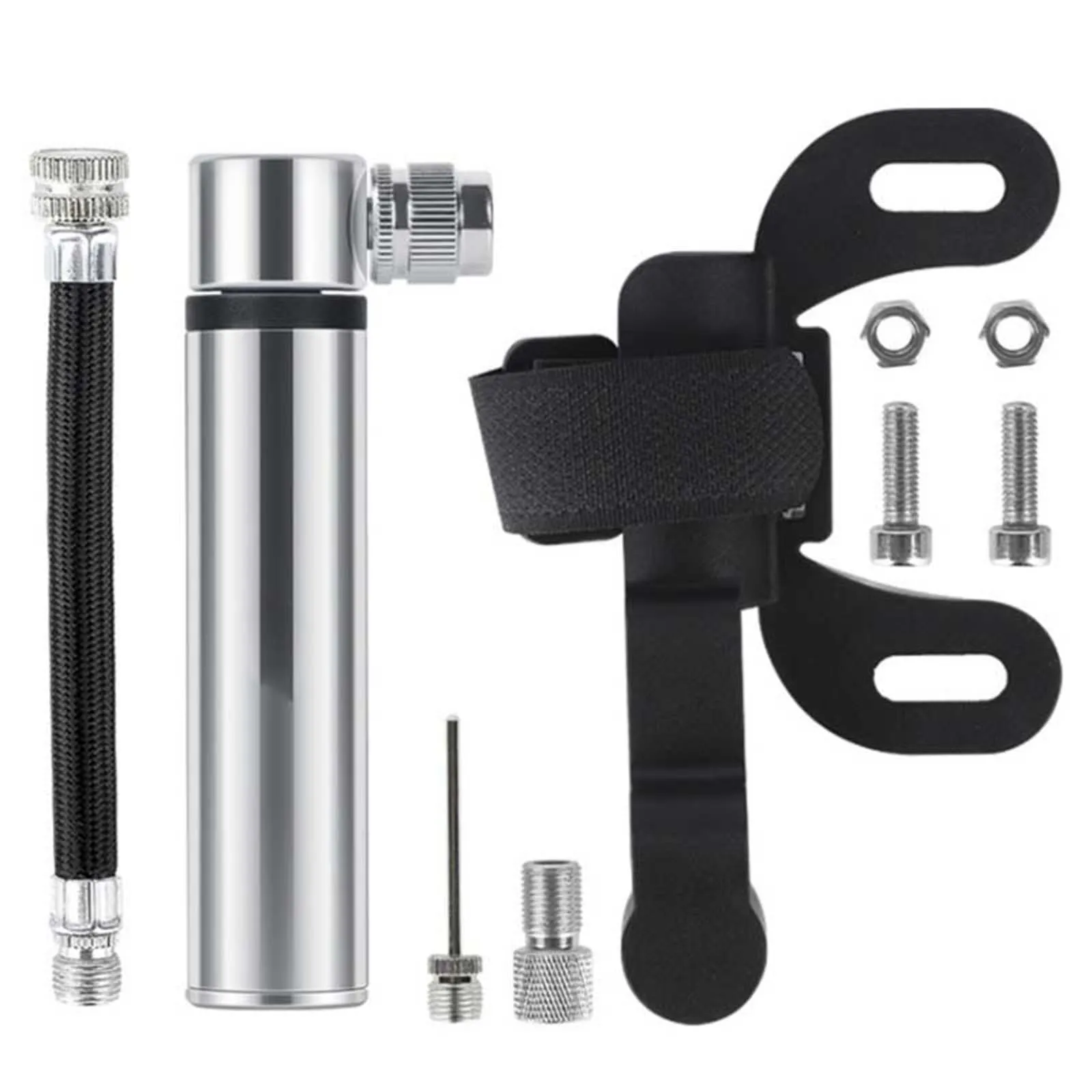 

Hot Mini Aluminum Alloy Bicycle Inflator with Changeable Presta Schraders Valves High Pressure Pump