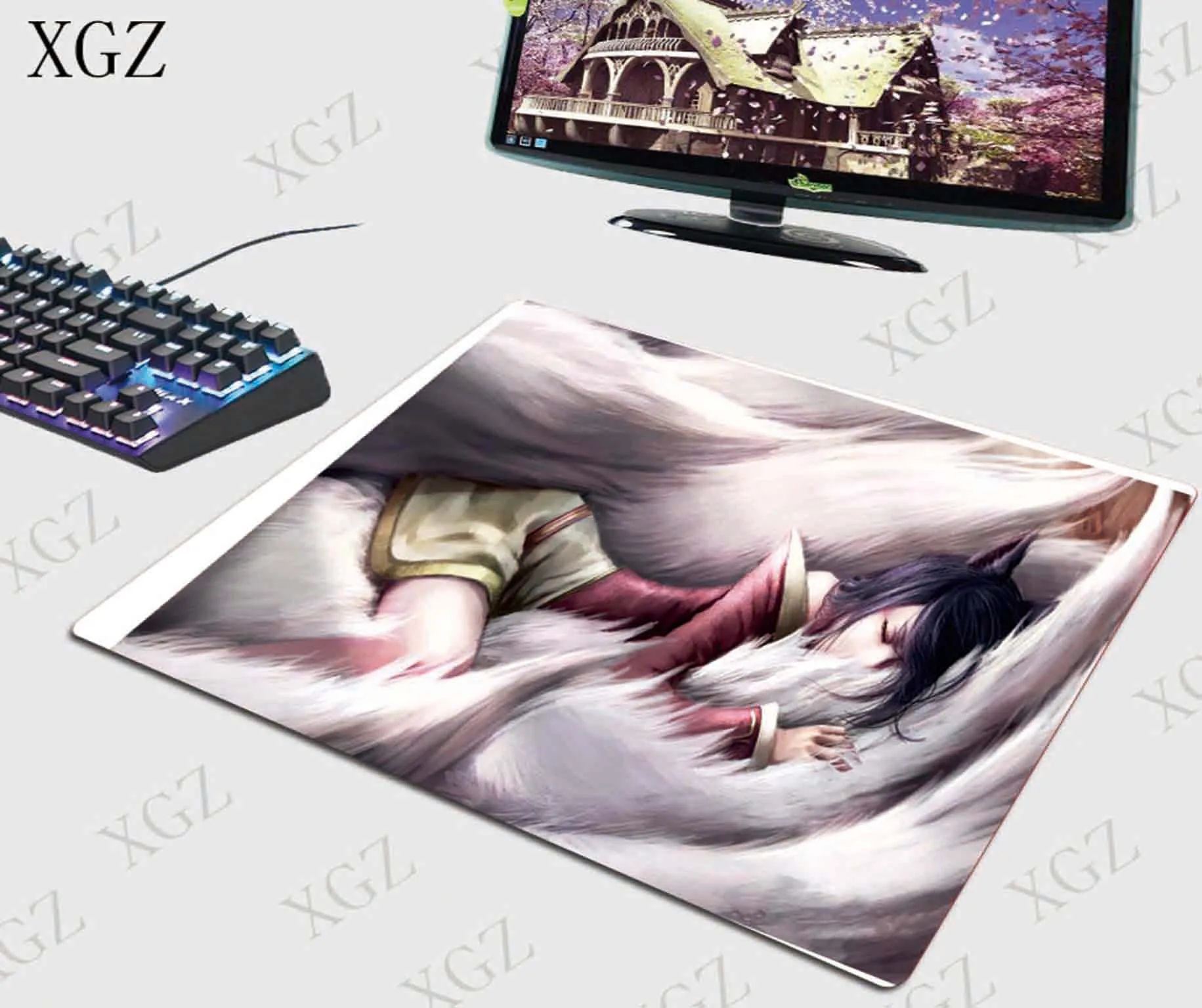 

XGZ Sexy Girl Large Size Gaming Mouse Pad Natural Rubber PC Computer Gamer Mousepad Desk Mat Locking Edge for CS GO LOL Dota XXL
