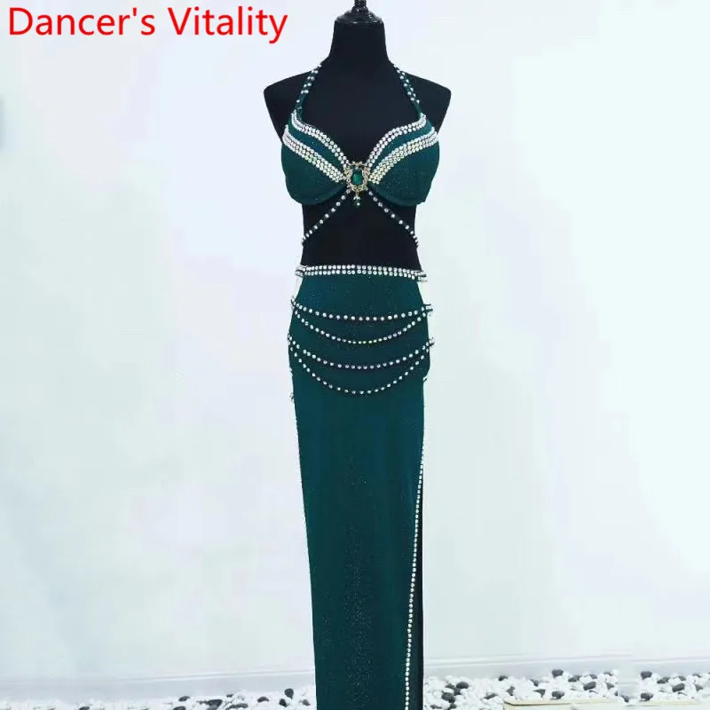 Женский костюм для танца живота соревнований блестящий бюстгальтер на