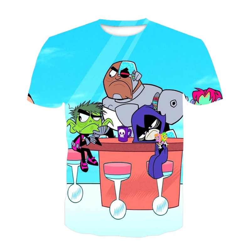 

Popular 3D Printing T-shirt Kawaii Cartoon Streetwear Hip-hop Girls Boys T Shirt Anime Teen Titans Go Tees Tops