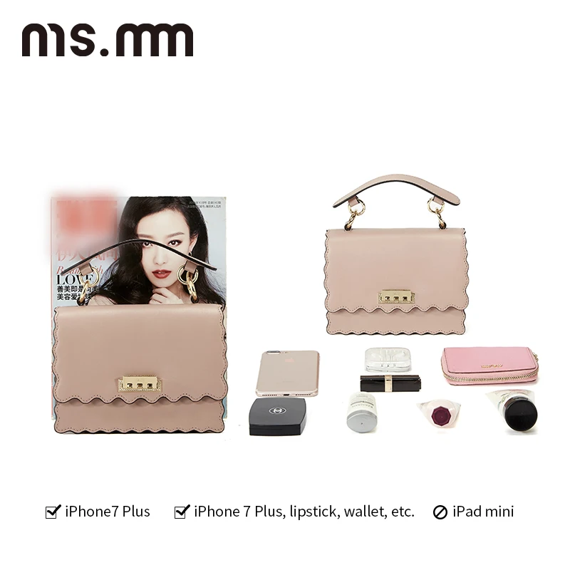 MS. MM замок с алмазами оборками сумки через плечо для женщин натуральная кожа