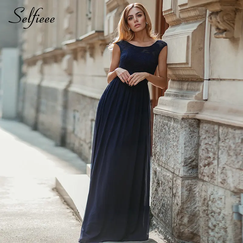 Элегантное кружевное Длинное Платье женское платье трапеция выдалбливают О