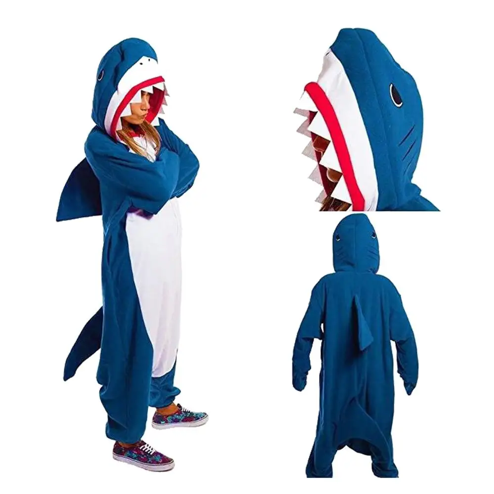 Shark Пижамы для женщин Единорог кигуруми фланелевые милые животные женские пижамы зимние unicornio Nightie пижамы одежда для сна, одежда для дома - Цвет: Shark