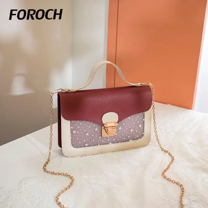 FOROCH модные маленькие сумки через плечо для женщин 2019 Мини PU Звезда сумка девочек