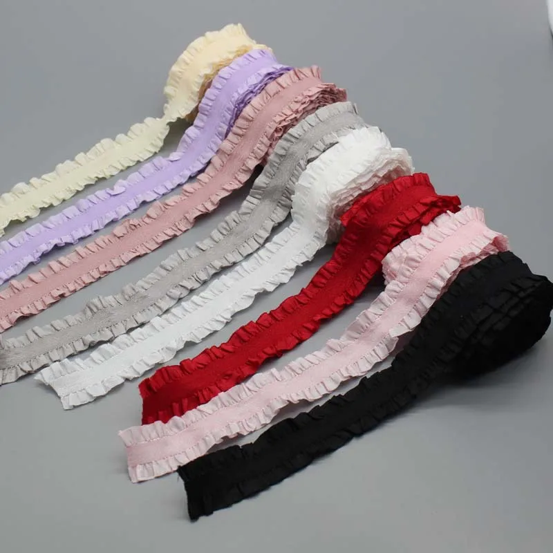 25 мм Эластичная отделка хлопковая ткань юбка с оборками плиссированные ленты