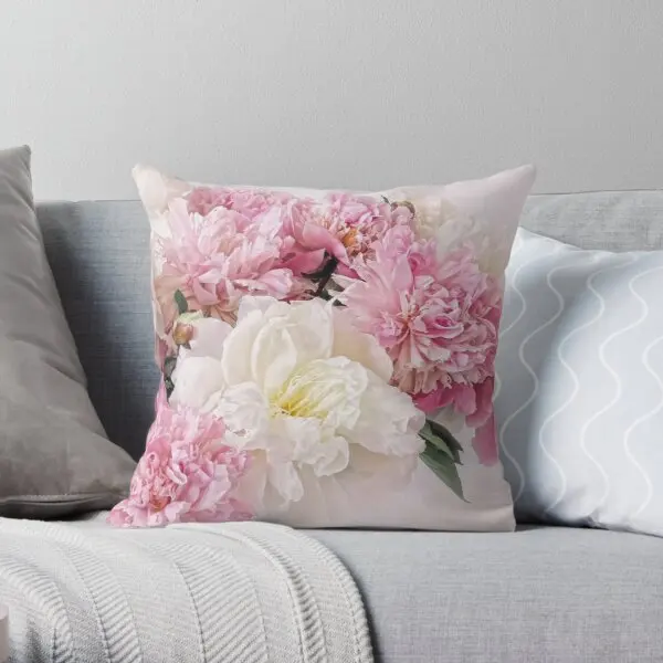 

Peonies Throw Pillow Cover Print Pillow Case Waist Cushion Cover Wedding Bed Decor