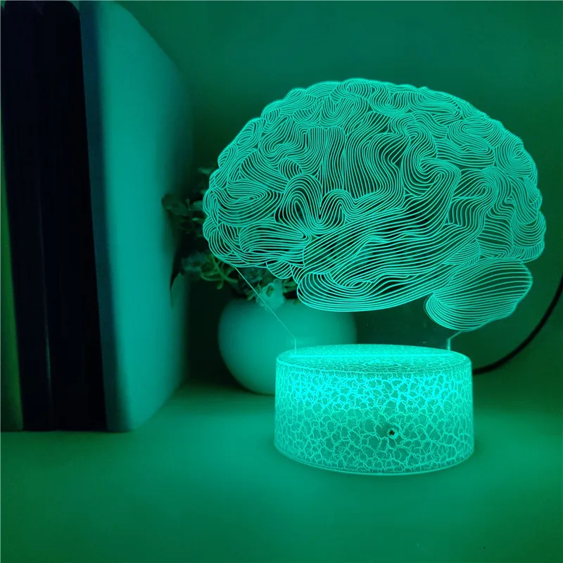 Атмосферный светодиодный ночник мозг 3D лампа с сенсорным датчиком USB-лампа для