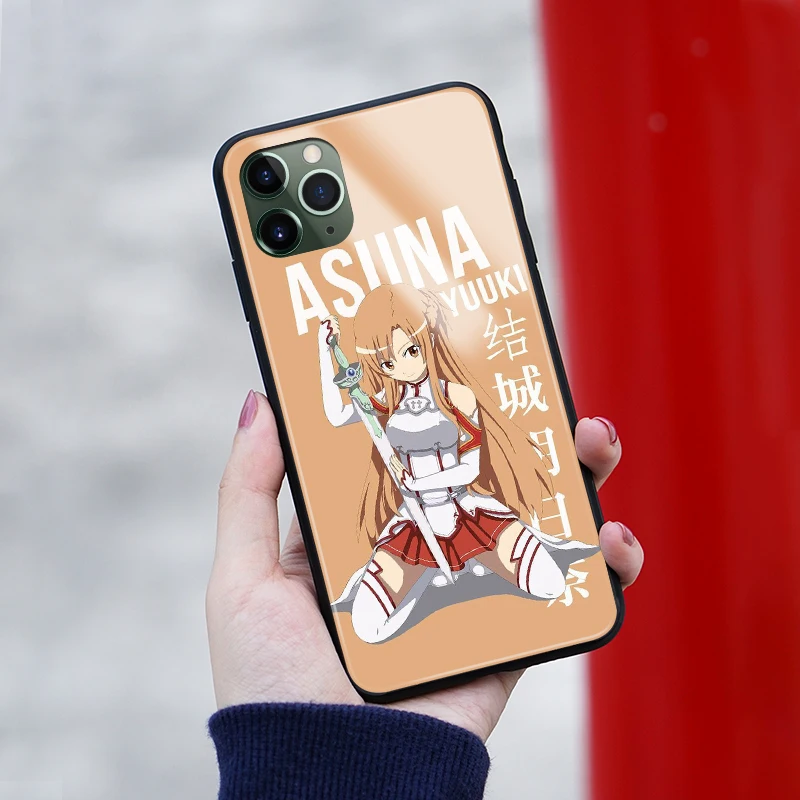 Чехол для телефона Yuuki Asuna с изображением меча онлайн стеклянный чехол iPhone 6 6s 7 8 x xr