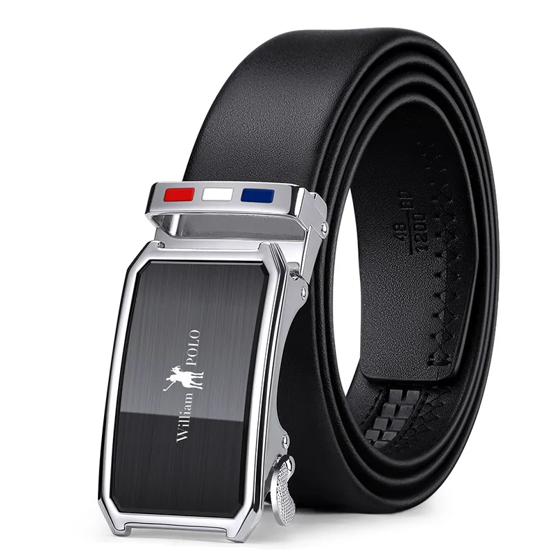 Мужской ремень из воловьей кожи WILLIAMPOLO модная Автоматическая пряжка высокое