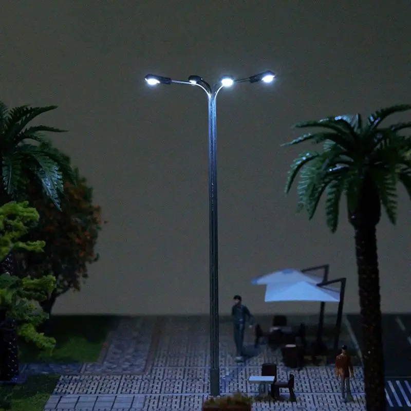1:87/1:100 Scale Model 4 LED Luminous Street Lamp Lamppost Landscape Light DIY Train Decoration Sand Table |