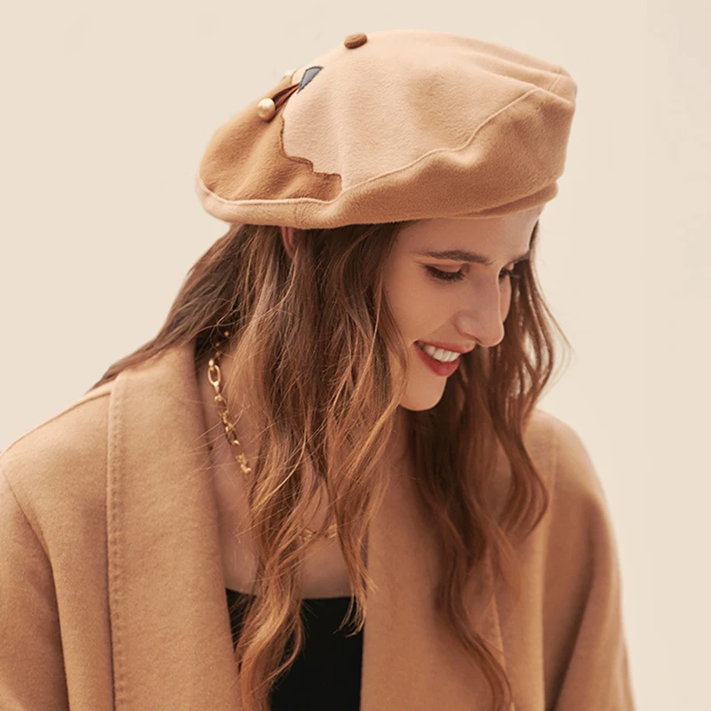 

Новинка, зимний женский берет, теплая шапка во французском стиле, модная плюшевая фланелевая Шапка-бини, шапки, милый игривый берет для дево...