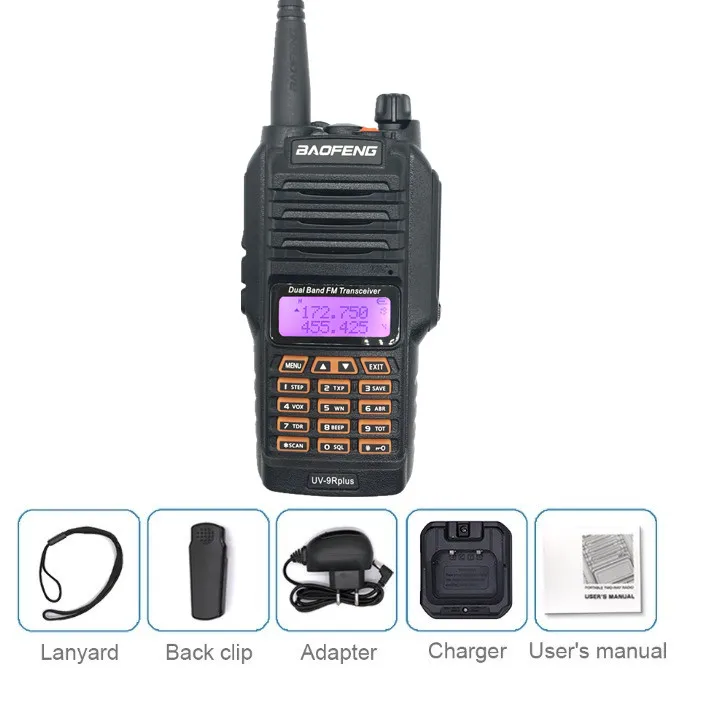 1PC BAOFENG UV-9R плюс 10 W 4800 mAh Walkie Talkie 10 км Водонепроницаемый УВЧ УКВ радиостанция портативный любительский радиопередатчик станции КВ трансивер сканер рации 9r портативная Радиостанция 10 км - Цвет: 1PC